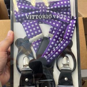 Vittorio Vico Button & Clip Convertible Suspenders 6 buttons included